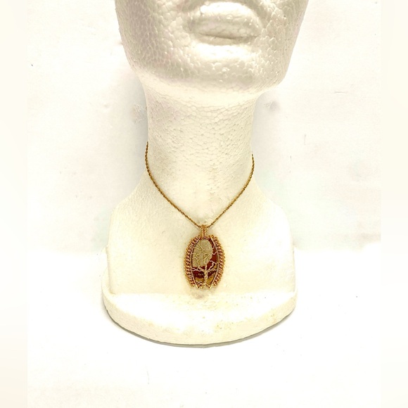 HANDMADE Picture Jasper Hand Wrapped Tree Statement Necklace, Artisan Gift Her - Picture 3 of 10